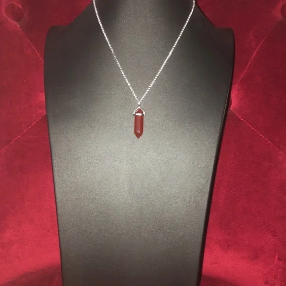 COPY - COPY - Genuine Carnelian Point Crystal Pendant w/Chain - Picture 2 of 6
